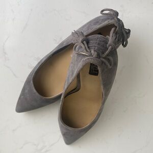 G.I.L.I. Dorena Tassels Suede Pointed Toe Pumps- Gray , US 7M / EUR 37 1/2